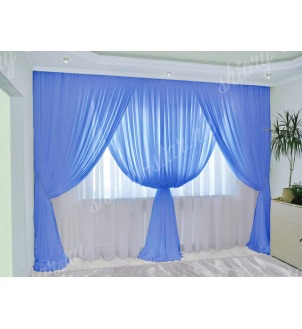 Шторы из тюля для гостиной и спальни арт цвет синий МИЛА-2 