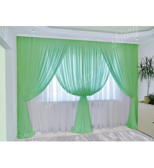 Шторы из тюля для гостиной и спальни арт цвет зеленый МИЛА-7 