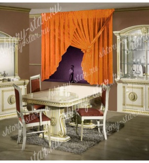 Кухонные занавески из тюля вуаль Цвет оранжевый арт- Хельга -18