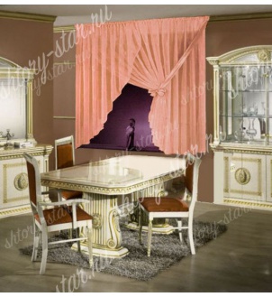 Кухонные занавески из тюля вуаль Цвет персиковый арт- Хельга -19