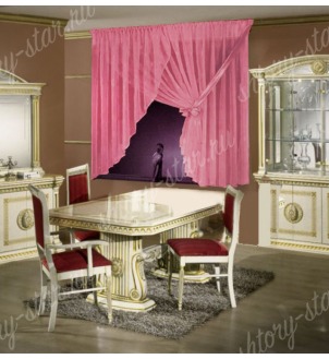 Кухонные занавески из тюля вуаль Цвет розовый арт- Хельга -10 