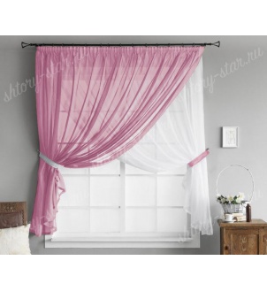 Кухонные шторы из тюля цвет розовый арт - Прима -11 