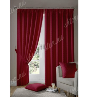 Шторы из плотной ткани на шторной ленте цвет бордовый арт - Идилия 90603 