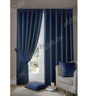 Шторы из плотной ткани на шторной ленте цвет синий арт - Идилия 90604 