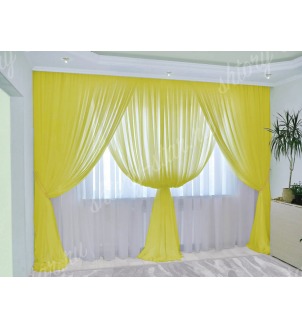 Шторы из тюля для гостиной и спальни арт цвет желтый МИЛА-16 