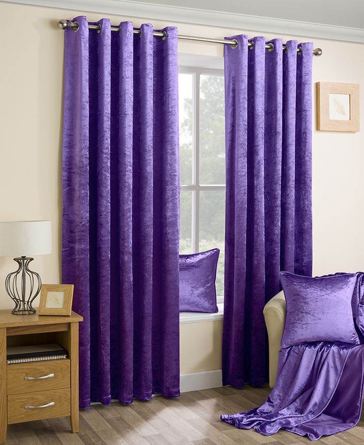 Бархатные шторы на люверсах цвет фиолетовый арт - 2