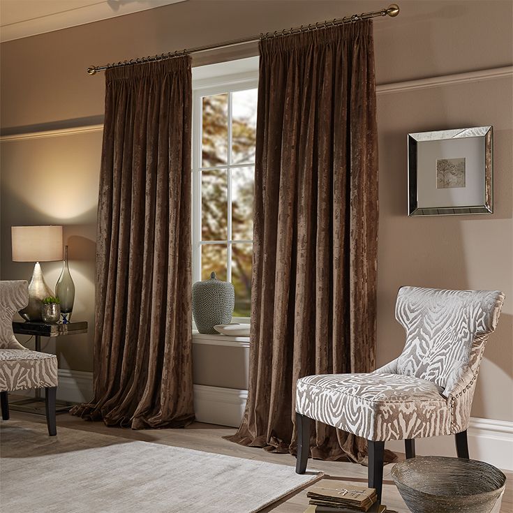 Бархатные шторы на шторной ленте цвет венге арт - 7