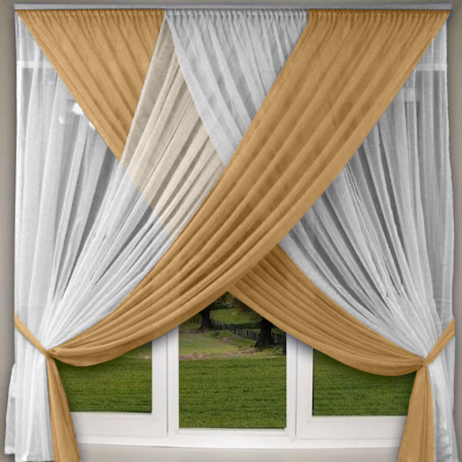 Занавески кухонные Моника. Цвет кофейный. Арт -11006