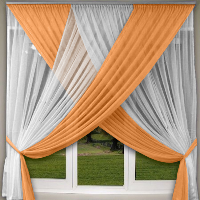 Занавески кухонные Моника. Цвет оранжевый. Арт -11005