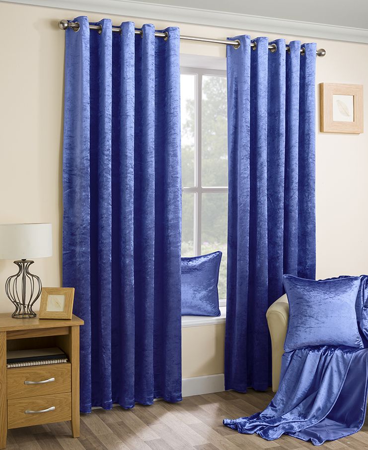 Бархатные шторы на люверсах цвет синий арт - 5