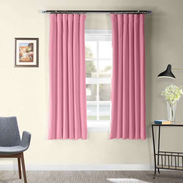 Короткие шторы блэкаут розовый ППР до подоконника арт - 1