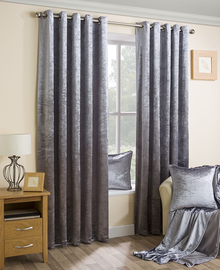 Бархатные шторы на люверсах цвет серый арт - 8