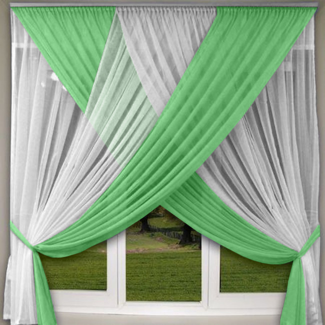 Занавески кухонные Моника. Цвет зеленый. Арт -110010