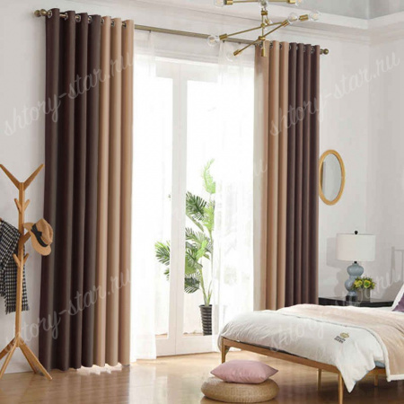 Шторы из двух цветов на люверсах Рондо арт - 7