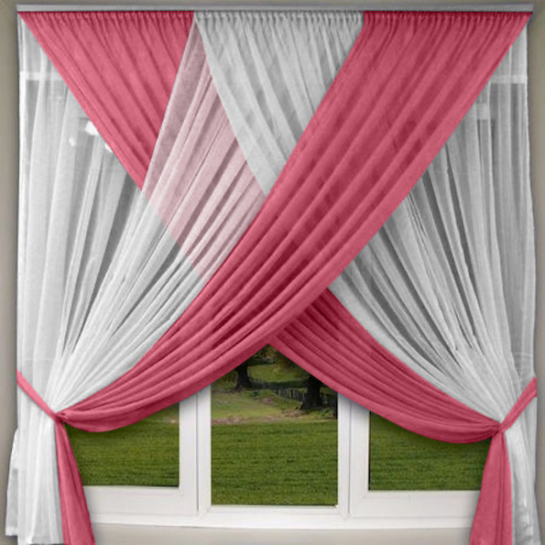 Занавески кухонные Моника. Цвет бордовый. Арт -11003