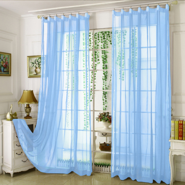 Тюль однотонные голубой высотой до 3,50 м арт - 5