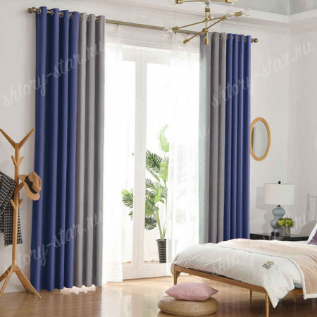 Шторы из двух цветов на люверсах Рондо арт - 16