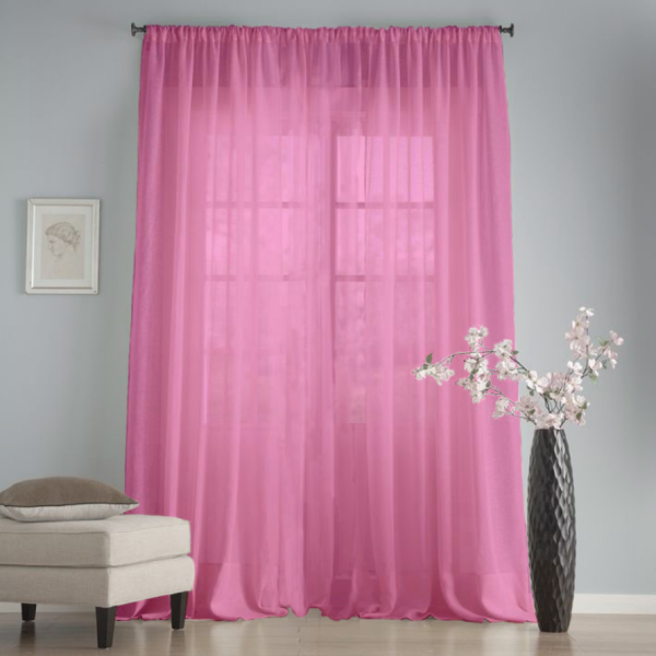 Готовый тюль цвет розовый, матовый.