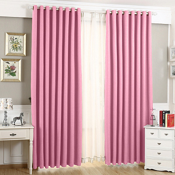 Шторы блэкаут на люверсах цвет розовый арт - 1