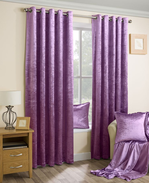 Бархатные шторы на люверсах цвет сиреневый арт - 9