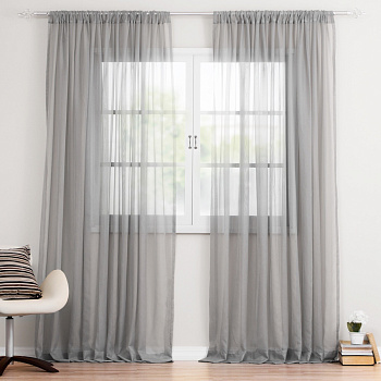 Тюль однотонные серый высотой до 3,50 м арт - 17