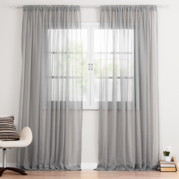 Тюль серый из двух полотен