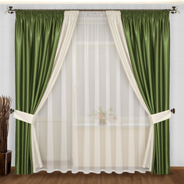 Двухцветные комбинированные шторы блэкаут арт - 9