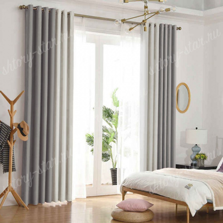 Шторы из двух цветов на люверсах Рондо арт - 29