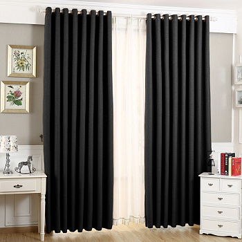 Шторы блэкаут на люверсах цвет черный арт - 4