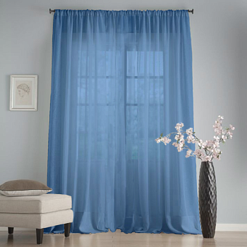 Готовый тюль цвет синий, матовый.