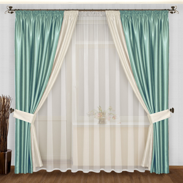Двухцветные комбинированные шторы блэкаут арт - 5