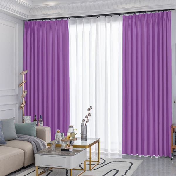 Шторы блэкаут сиреневый с тюлем  - 17