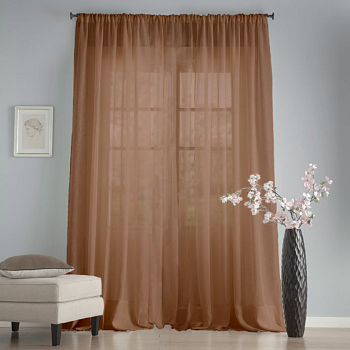 Готовый тюль цвет Шоколад, матовый.