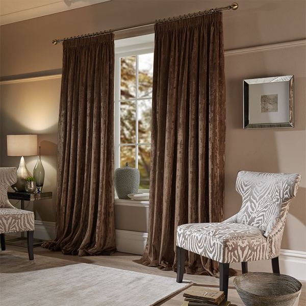 Бархатные шторы на шторной ленте цвет венге арт - 7