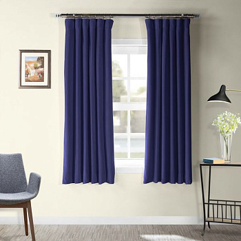 Короткие шторы блэкаут синий ППР до подоконника арт - 7