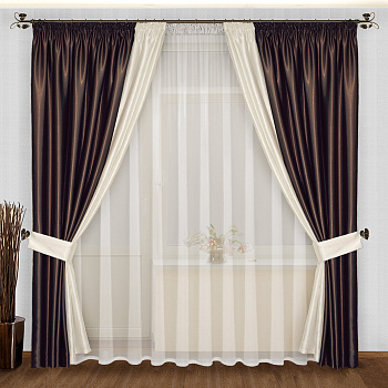 Двухцветные комбинированные шторы блэкаут арт - 3