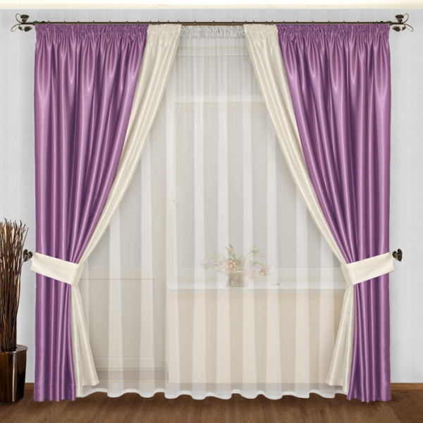 Двухцветные комбинированные шторы блэкаут арт - 17