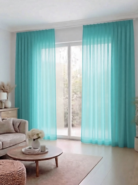 Тюль из двух полотен бирюзовый 