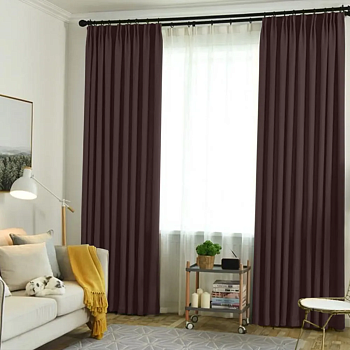 Плотные шторы из габардина цвет шоколадный арт-8