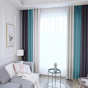 Трехцветные шторы блэкаут арт - 18