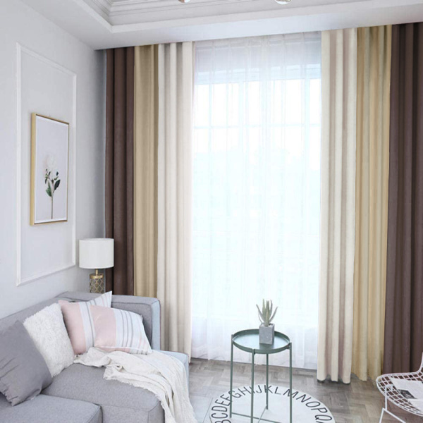 Трехцветные шторы блэкаут арт - 1