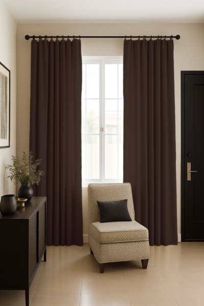 Шторы блэкаут коричневый по акции арт - ППР - 3