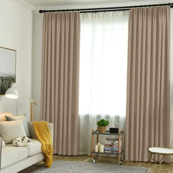 Плотные шторы из габардина цвет бежевый арт-5