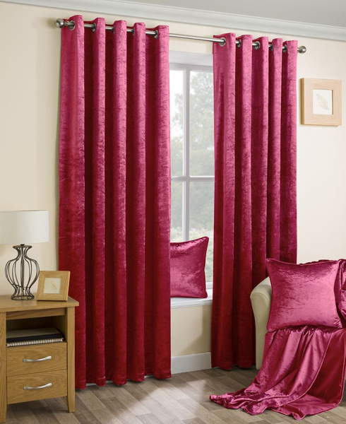 Бархатные шторы на люверсах цвет бордовый арт - 3