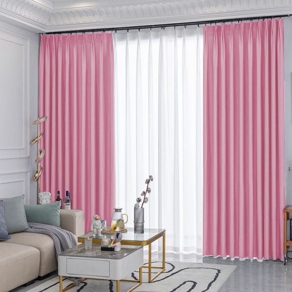 Шторы блэкаут с тюлем розовый -1