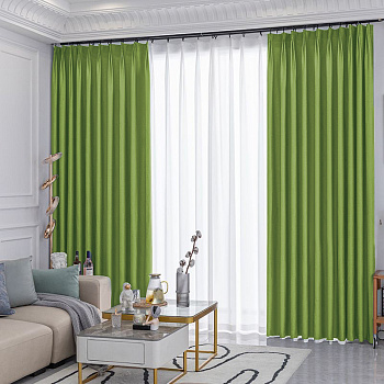 Шторы блэкаут салатовый с тюлем - 16