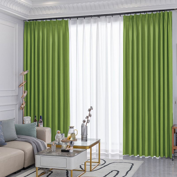 Шторы блэкаут салатовый с тюлем - 16