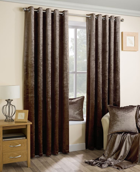 Бархатные шторы на люверсах цвет венге арт - 7