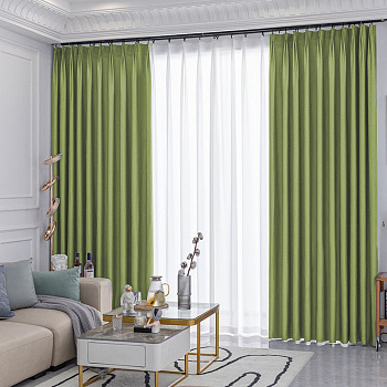 Шторы блэкаут зеленый с тюлем - 9