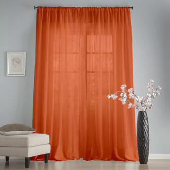 Готовый тюль цвет терракотовый матовый.